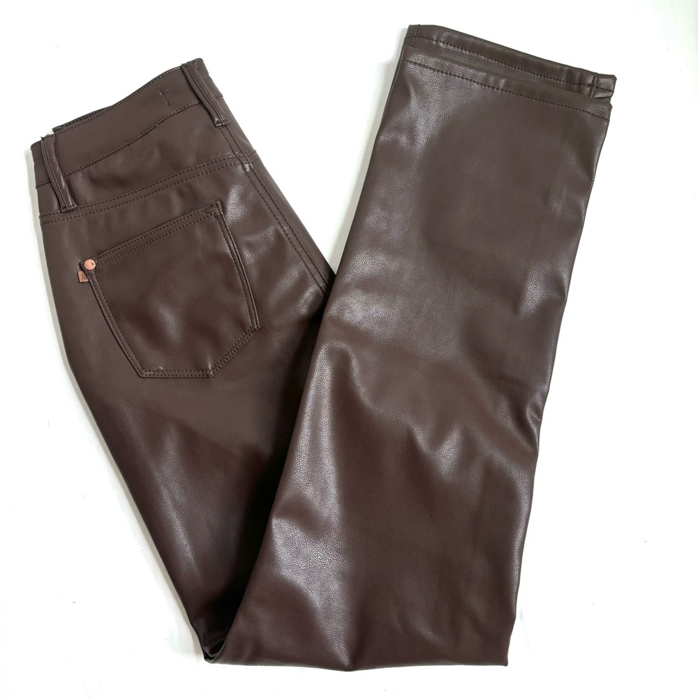 Judy Blue Tummy Control High Rise Faux Leather Straight Pants Espresso Size 26 - Picture 6 of 17